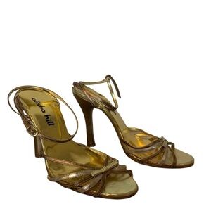 Alisha Hill Gold and Bronze Ankle Strap Heels